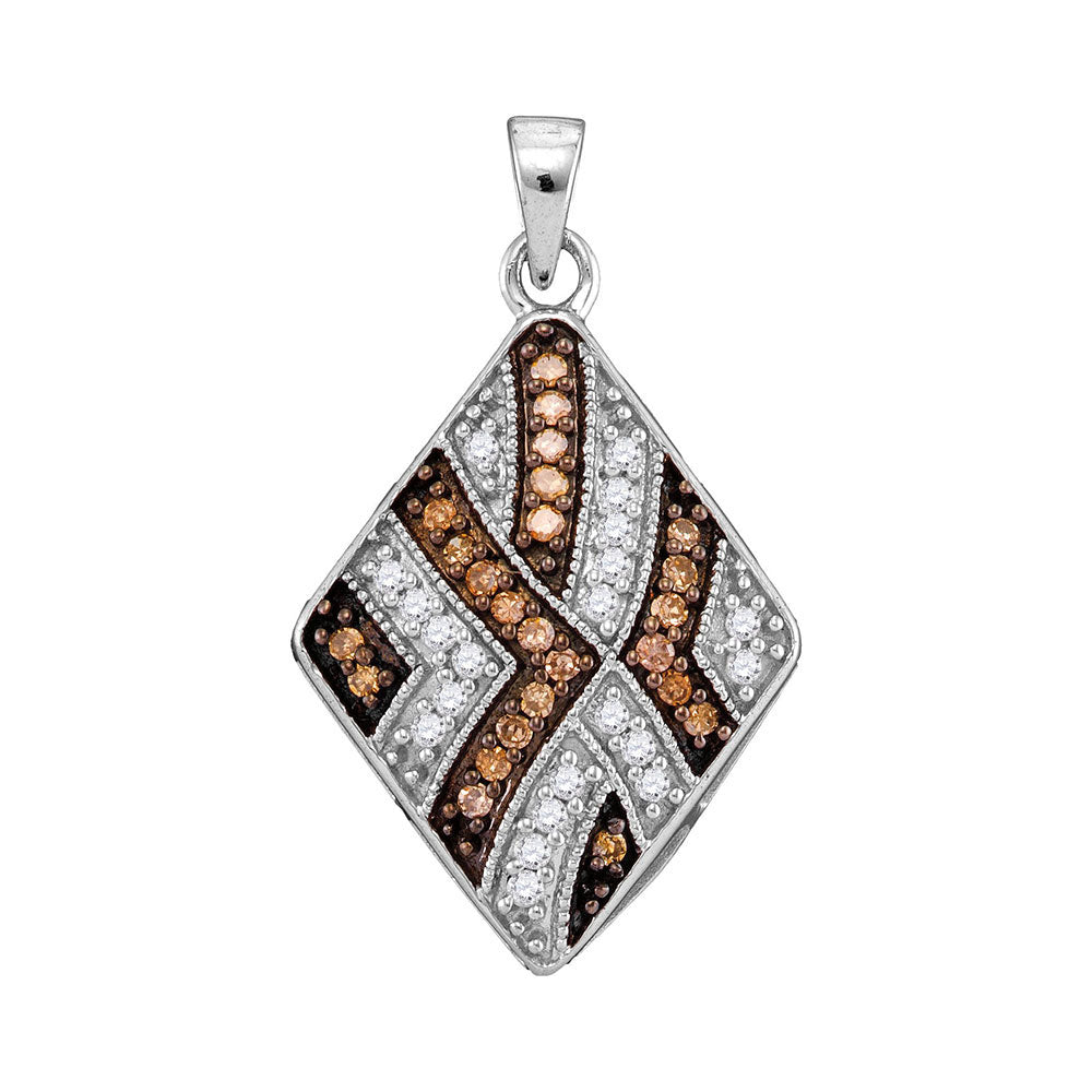 10Kt White Gold 1/3Ctw-Dia Fashion Brown Pendant (2.34 grams)