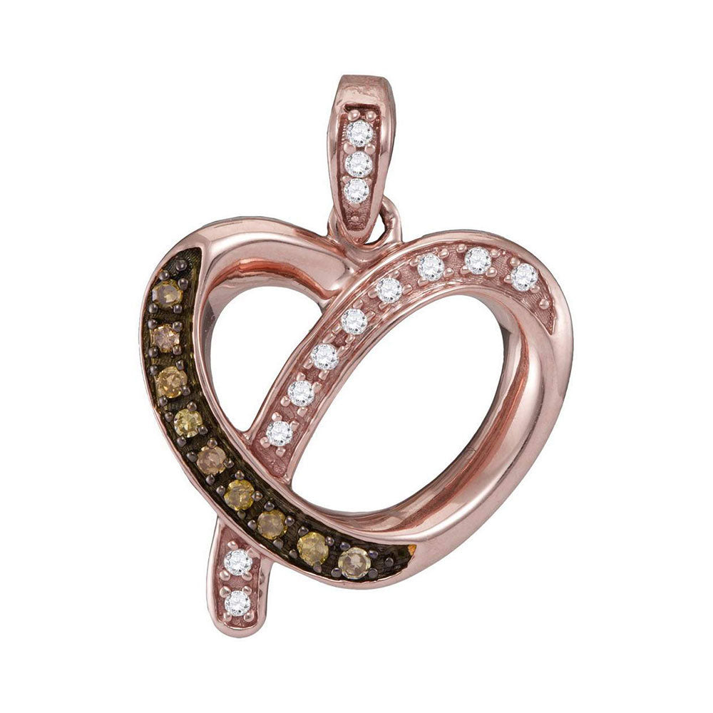 14Kt Rose Gold 1/8Ct-Dia Natural Brown Heart Pendant (2.15 grams)