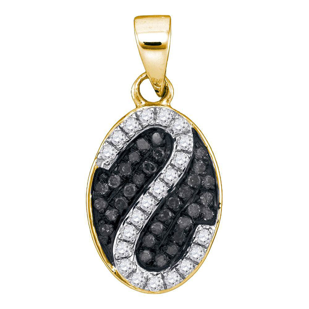 10Kt Yellow Gold 1/4Ctw-Dia Black Diamond Oval Pendant (0.99 grams)