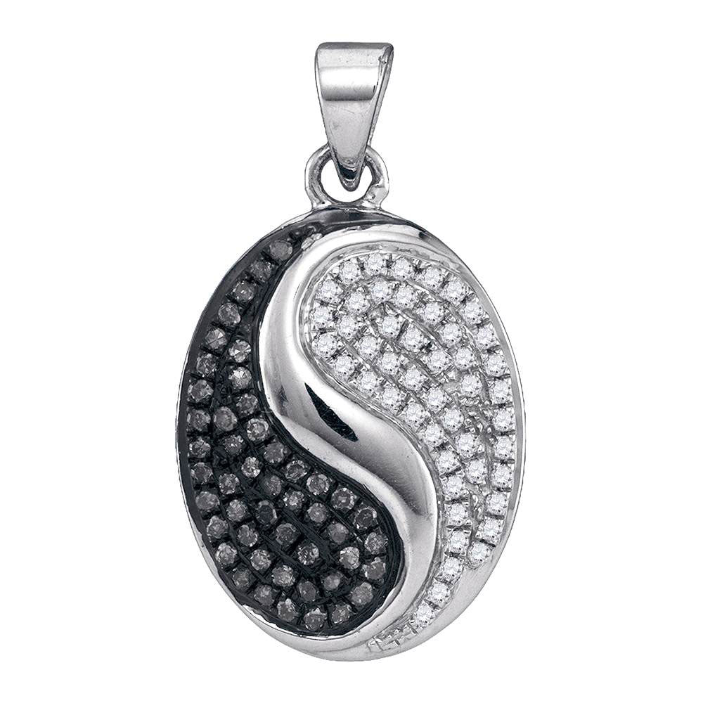 10Kt White Gold 1/3Ctw-Dia Black Diamond Pendant (1.59 grams)