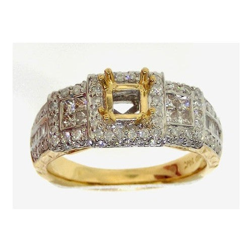 14Kt Yellow Gold 3/4Ct-Dia Semi-Mount Bridal Ring (5.43 grams)