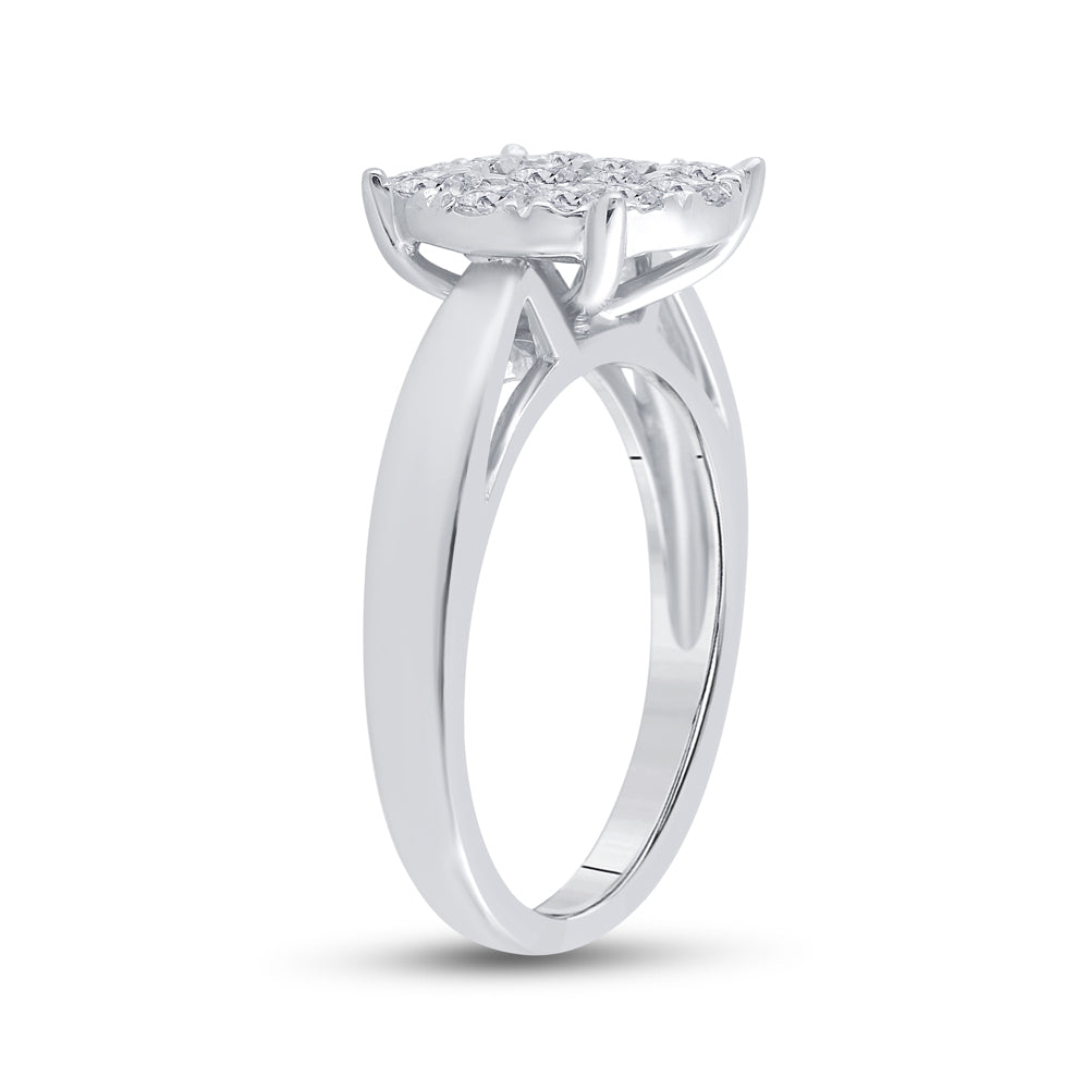 14Kt White Gold Womens Princess Diamond Cluster Bridal Wedding Engagement Ring 1.00 Cttw (4.64 grams)