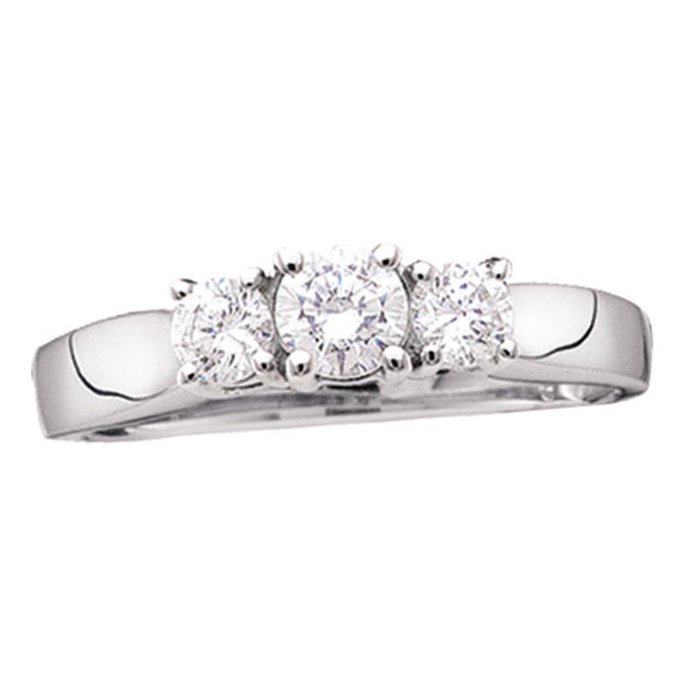 14Kt White Gold 3/4Ct-(Sup) Dia-Rd 3Stone Diamond Ring (2.28 grams)