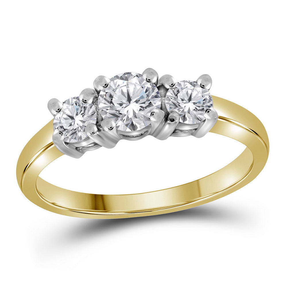 14Kt Yellow Gold 3/4Ct-Dia Rd 3Stone Diamond Ring Certified (1 grams)