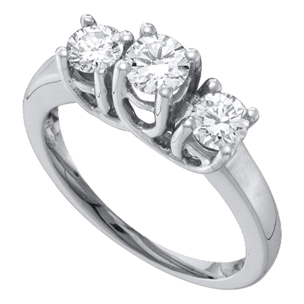 14Kt White Gold 1 Ct-Dia 3-Stone Diamond Ring (Exce) Certified (1 grams)
