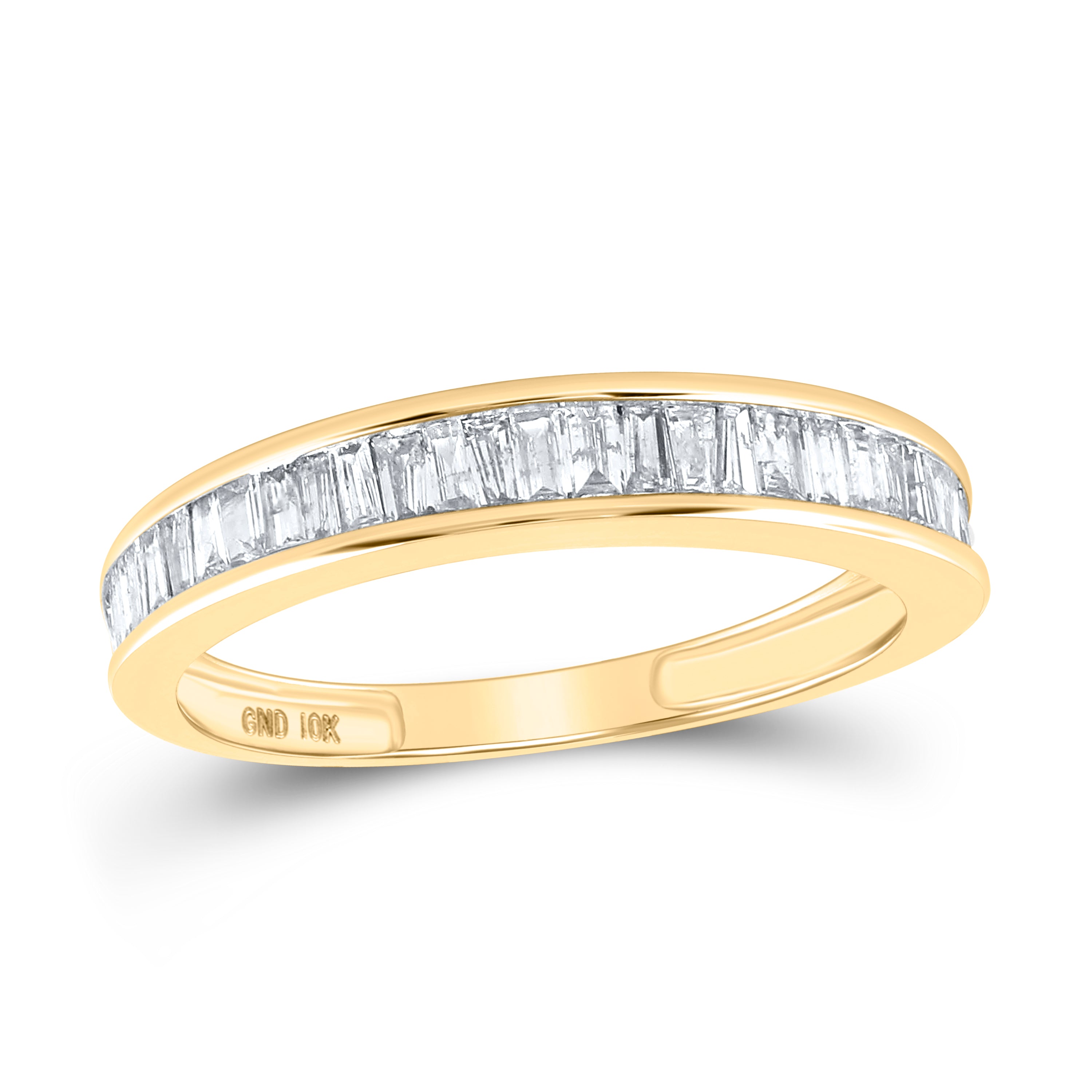 Gold Band Wedding Band 1/2 Cttw Baguette Natural Diamond Womens (1.97 grams)
