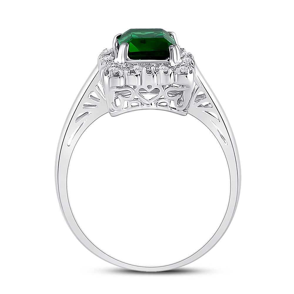 10Kt White Gold Womens Emerald Lab-Created Emerald Solitaire Ring 1-4/5 Cttw (3.18 grams)