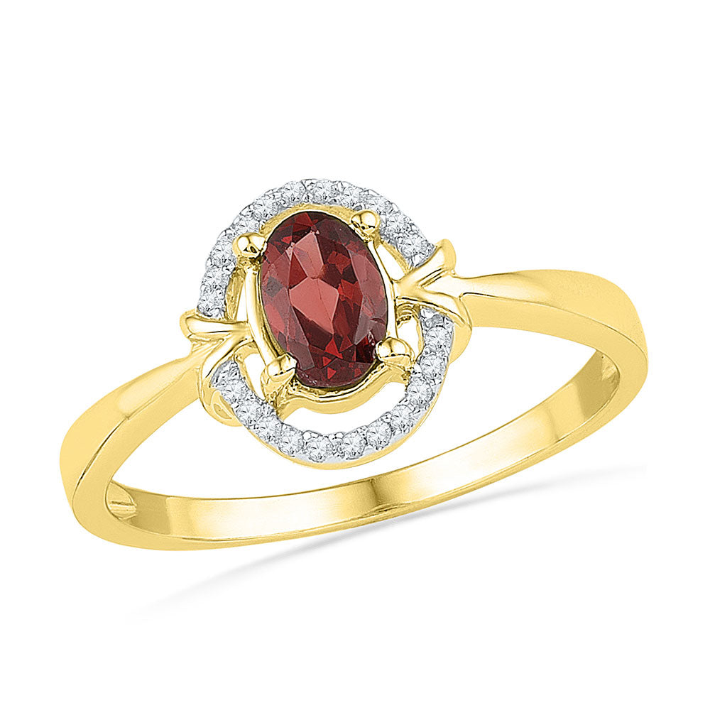 10Kt Yellow Gold 1/20Ctw-Diamond 5/8Ct-Gr Synthetic Gemstone Ring (2.34 grams)
