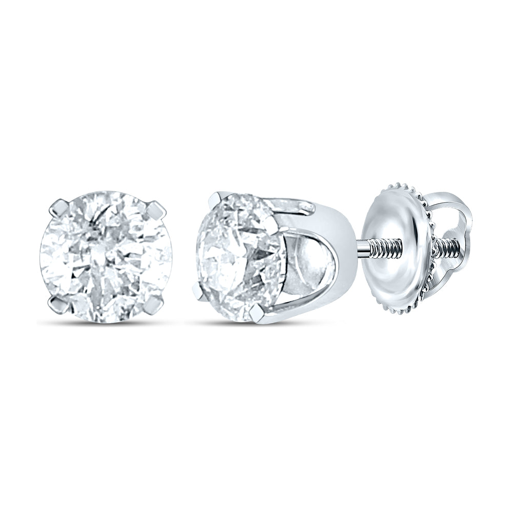 14Kt White Gold 1 Ct-Dia Round Studs (Prem) Solitaire Earring (0.55 grams)