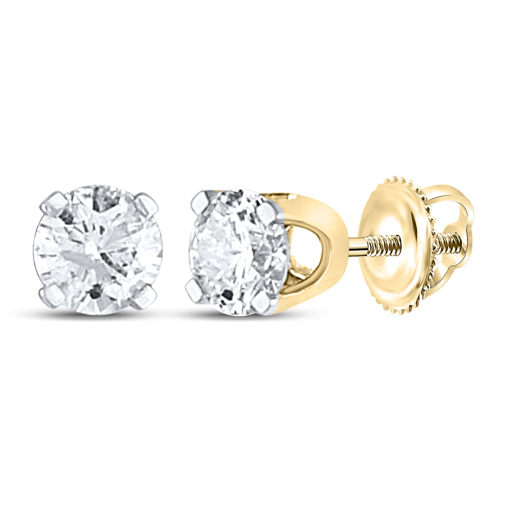 14Kt Yellow Gold 1/2Ct-Dia Round Studs (Prem) Solitaire Earring