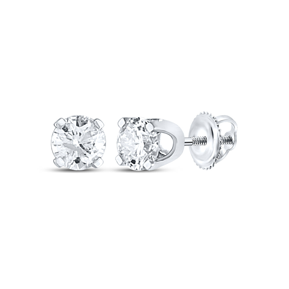 14Kt White Gold 1/5 Ct Dia Sup Round Studs Solitaire Earring