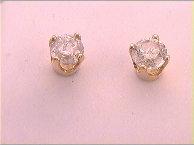 10Kt Yellow Gold 5/8Ct-(Fine) Round Studs Solitaire Earring