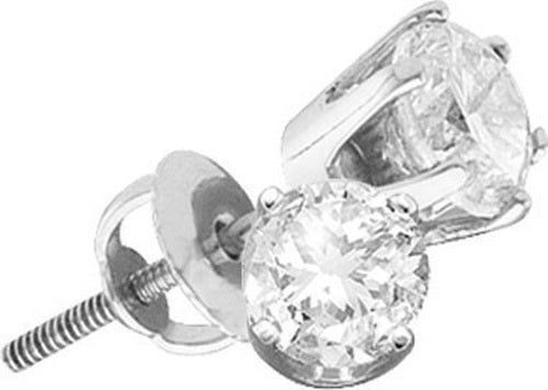 14Kt White Gold 1 Ct- Round Dia Studs Promo Solitaire Earring