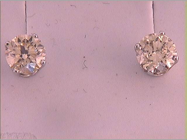 14Kt White Gold 1  Rdstuds- Natural Yellow Solitaire Earring