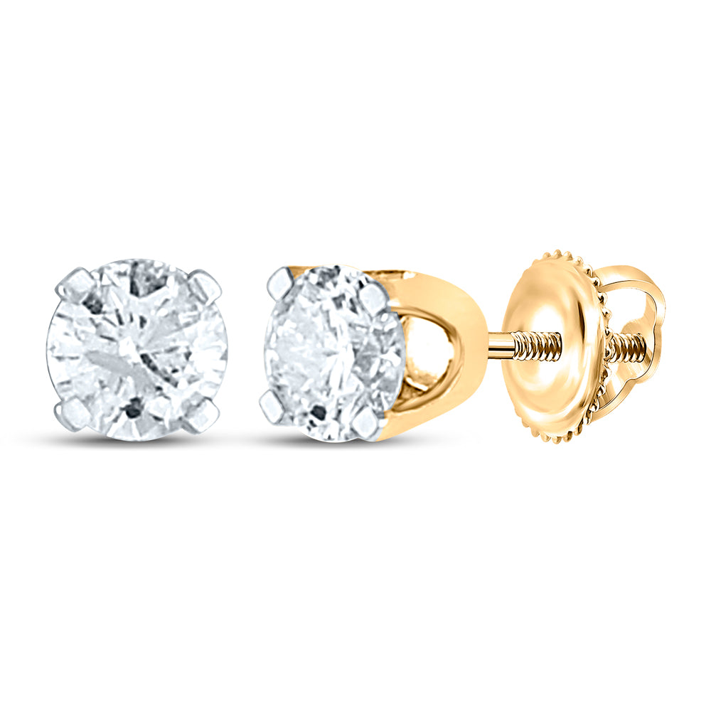 14Kt Yellow Gold 3/4Ctdia Round Studs (Plt+) Solitaire Earring