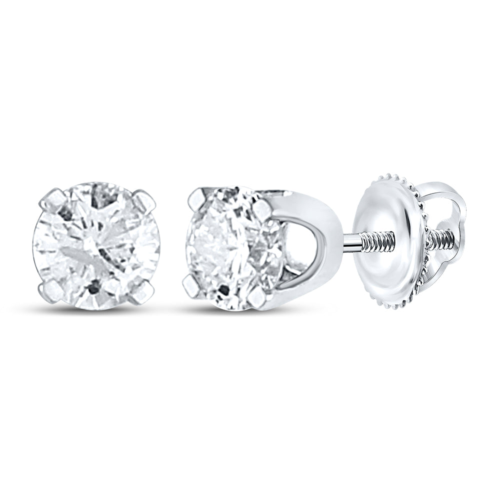 14Kt White Gold 1/2Ctdia Round Studs (Plt+)Solitaire Earring (0.45 grams)