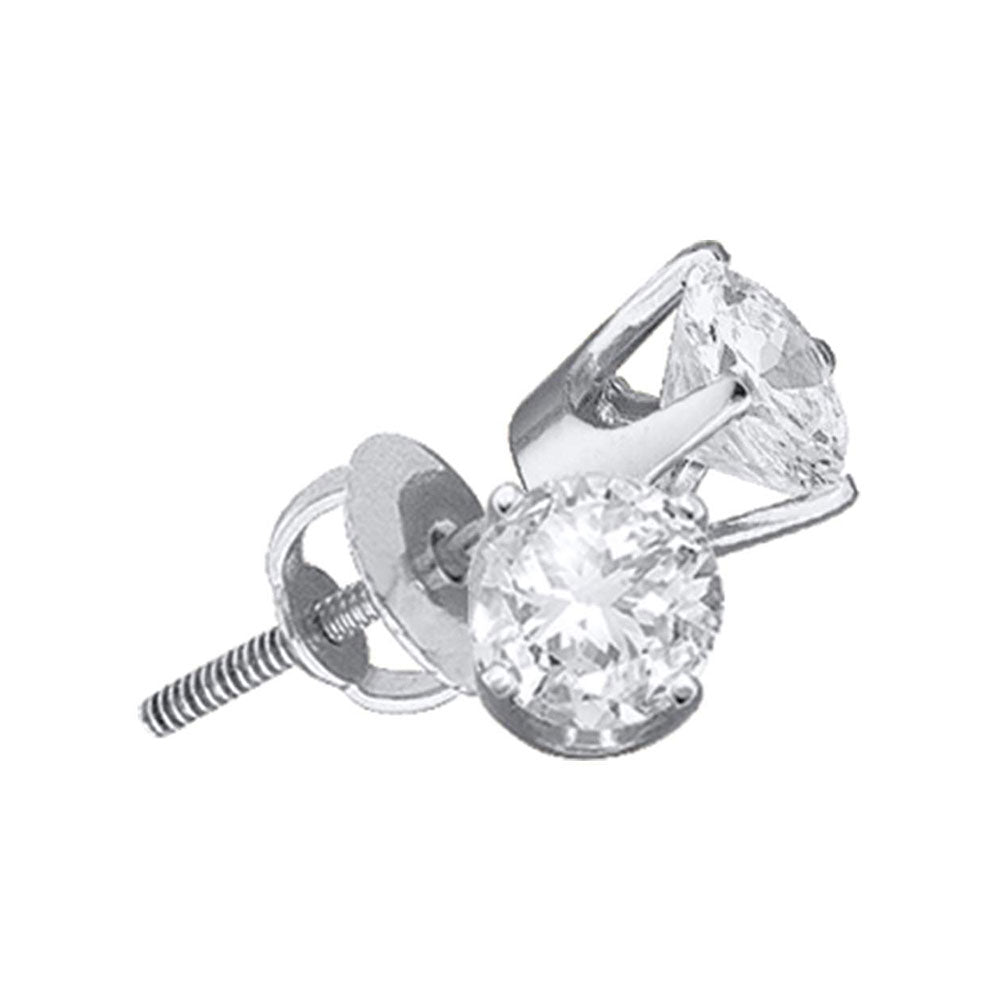 14Kt White Gold 5/8Ct Diamond Round Studs (Plt+) Solitaire Earring