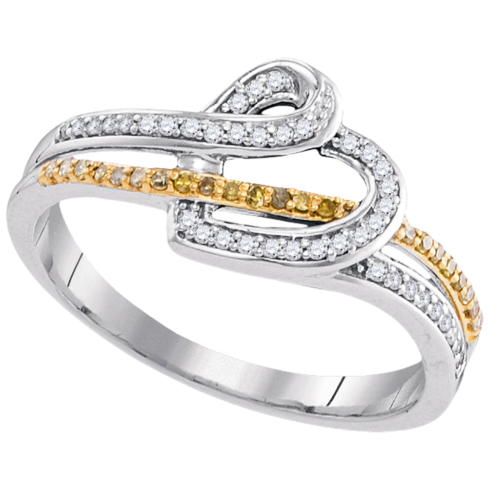 10Kt White Gold 1/5Ctw-Dia Gift Yellow Heart Ring (1.77 grams)