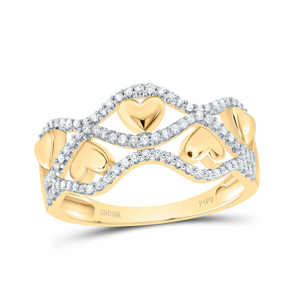10Kt Yellow Gold Womens Round Diamond Heart Ring 1/5 Cttw (2.79 grams)