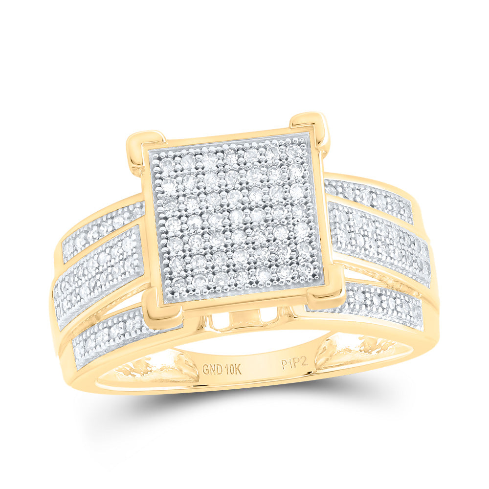 10Kt Yellow Gold Womens Round Diamond Square Cluster Ring 1/3 Cttw (4.67 grams)