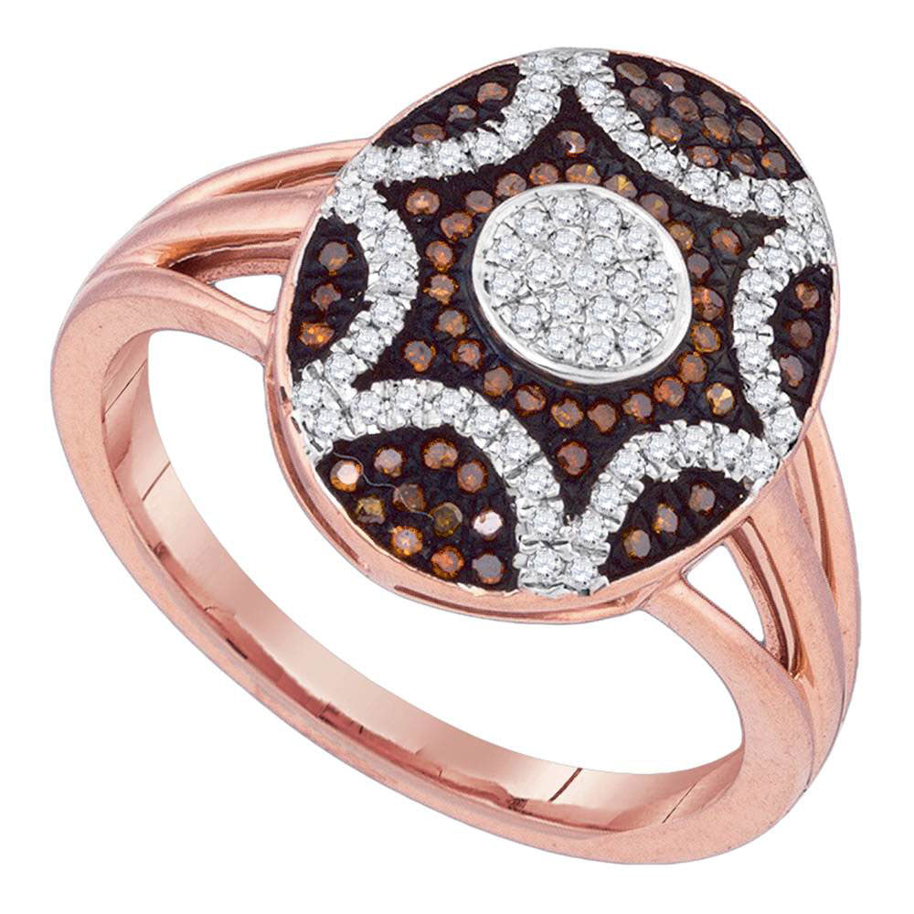 10Kt Rose Gold 1/3Ctw-Dia Micro-Pave Red Ring (3.71 grams)