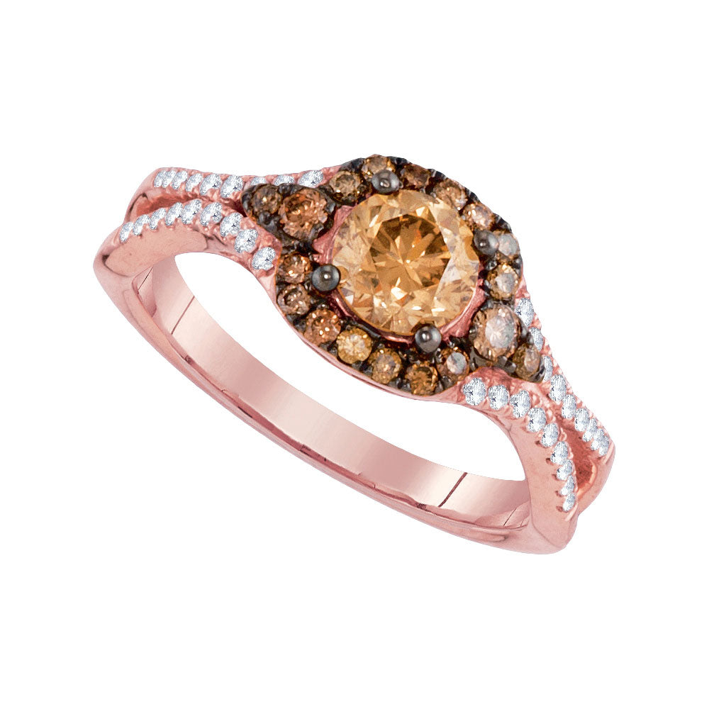 14Kt Rose Gold 1 Ctw-Dia Natural Brown Ring (3.58 grams)