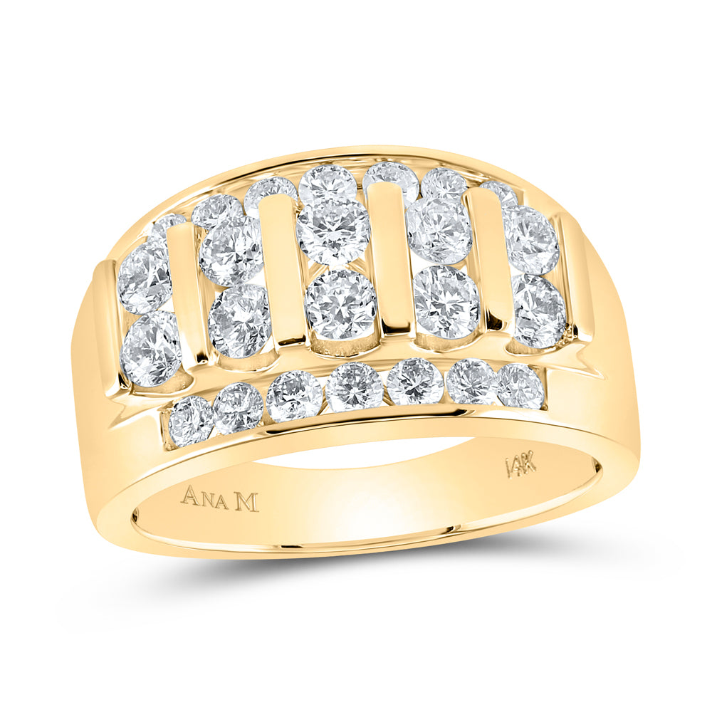 14Kt Yellow Gold 2 Ctw Diamond Ana M Mens Band (9.8 grams)