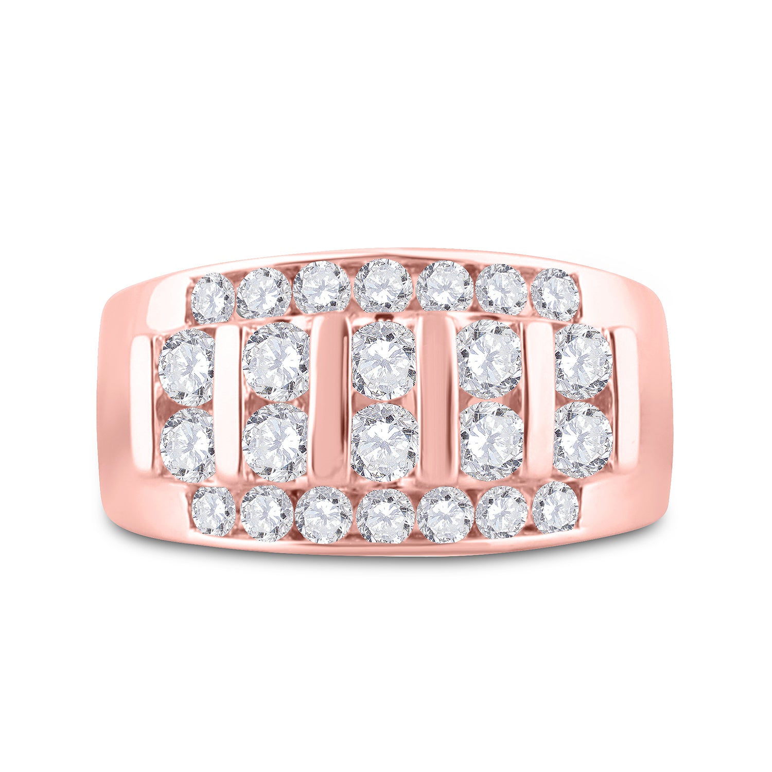 14Kt Rose Gold 2 Ctw Diamond Ana M Mens Band (10.4 grams)