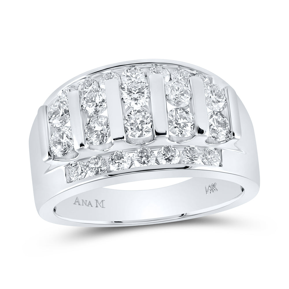 14Kt White Gold 2 Ctw Diamond Ana M Mens Band (10.53 grams)