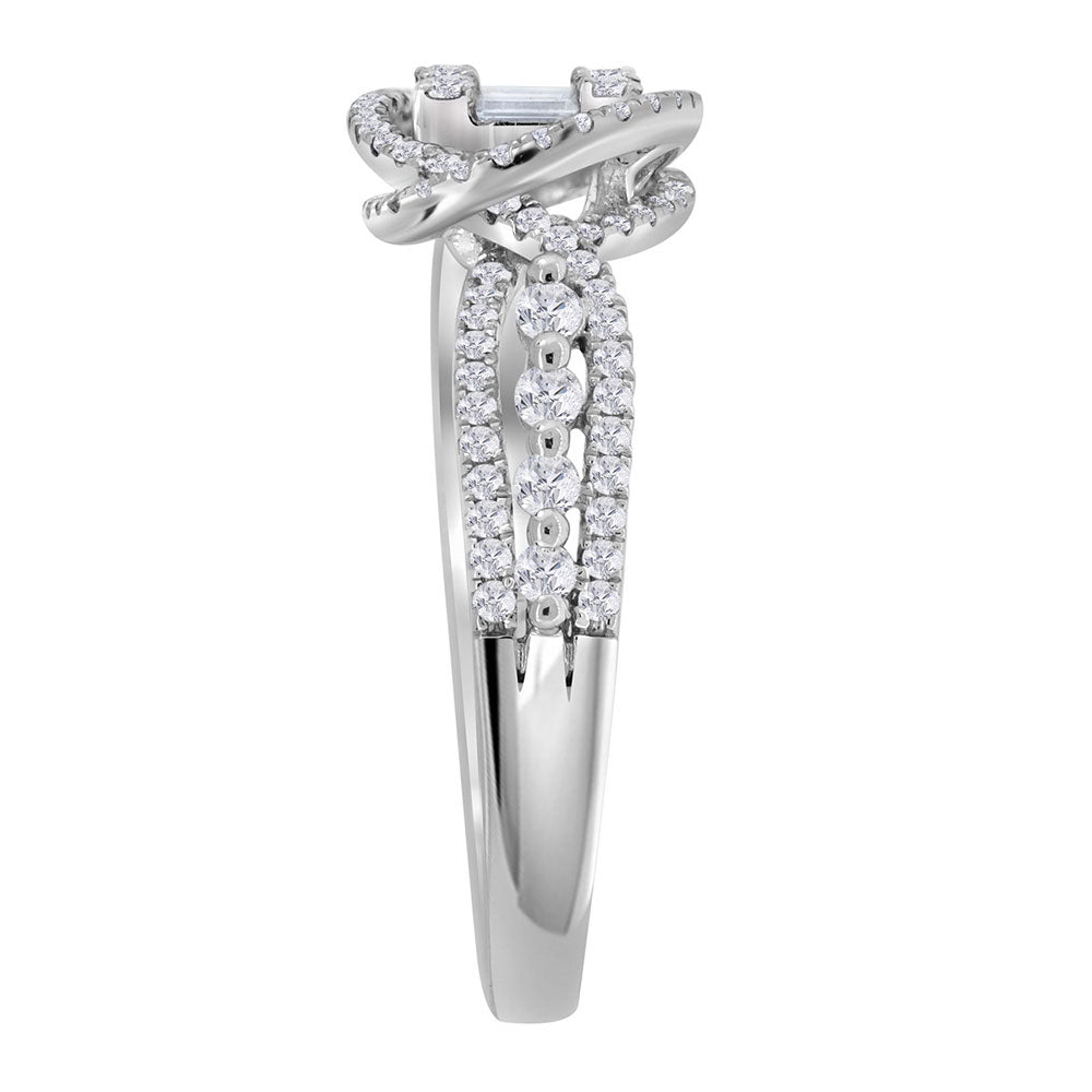 18Kt White Gold 5/8Ctw-Dia 1/5Ct-Crd Diana Ring (2.98 grams)