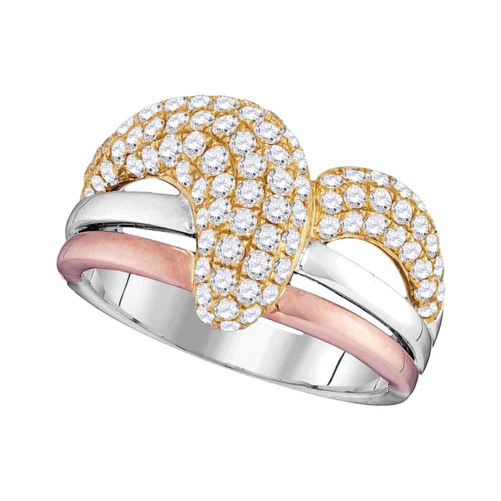 14Kt Two-Tone Gold 1 Ctw Diamond Fashion High Ladies Wedding Band (5.78 grams)