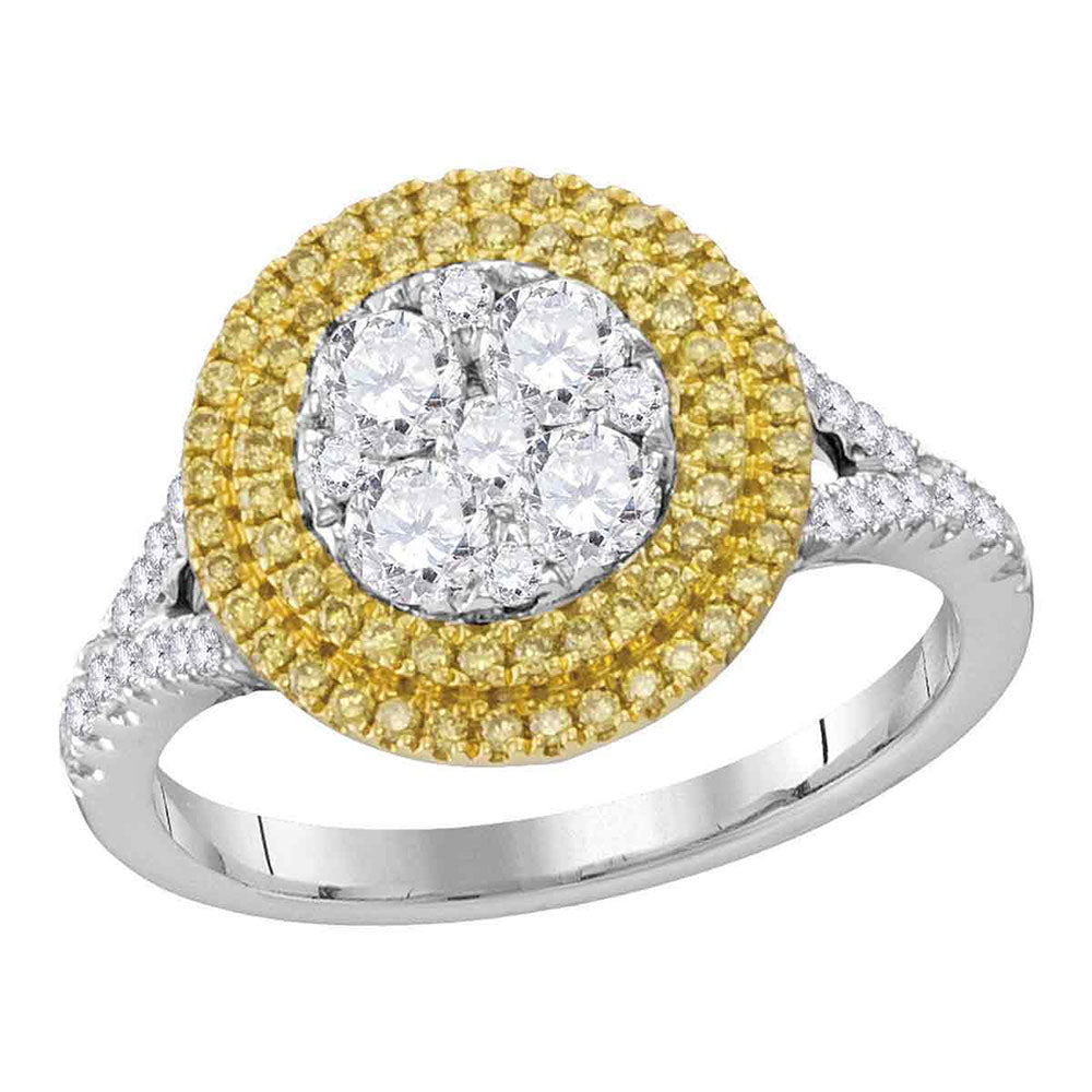 18Kt White Gold 1 Ctw-Dia Gift Yellow Diamond Ring (4.57 grams)