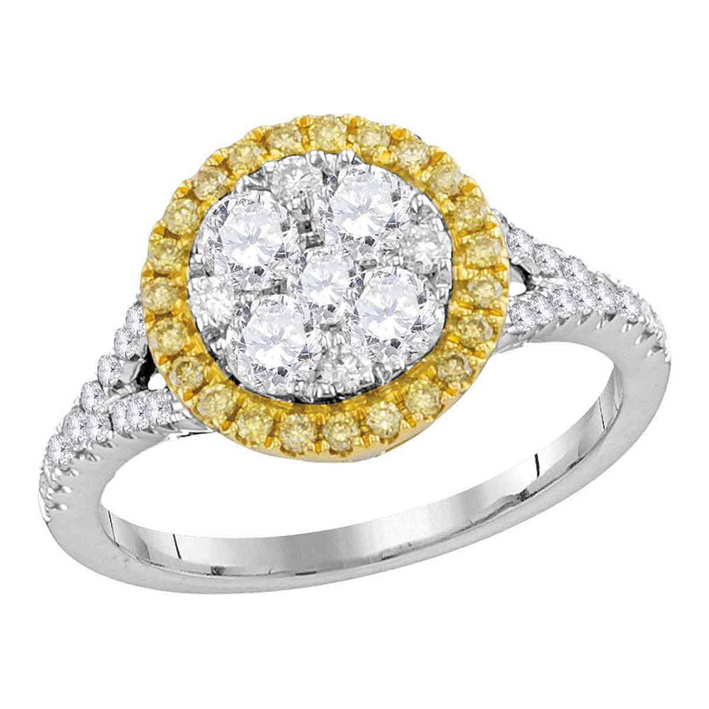18Kt White Gold 1 Ctw-Dia Gift Yellow Diamond Ring (3.79 grams)