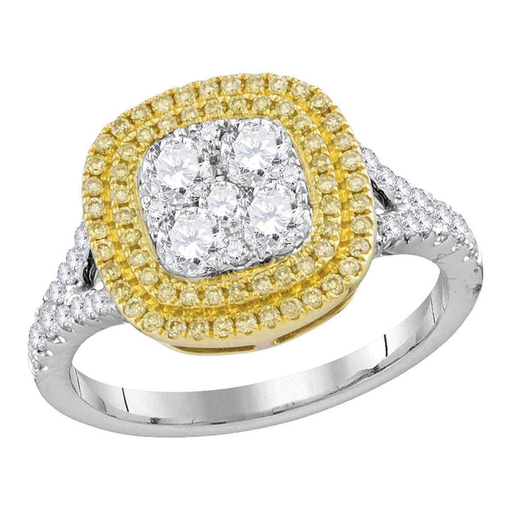 18Kt White Gold 1 Ctw-Diamond Gift Yellow Diamond Ring (4.57 grams)