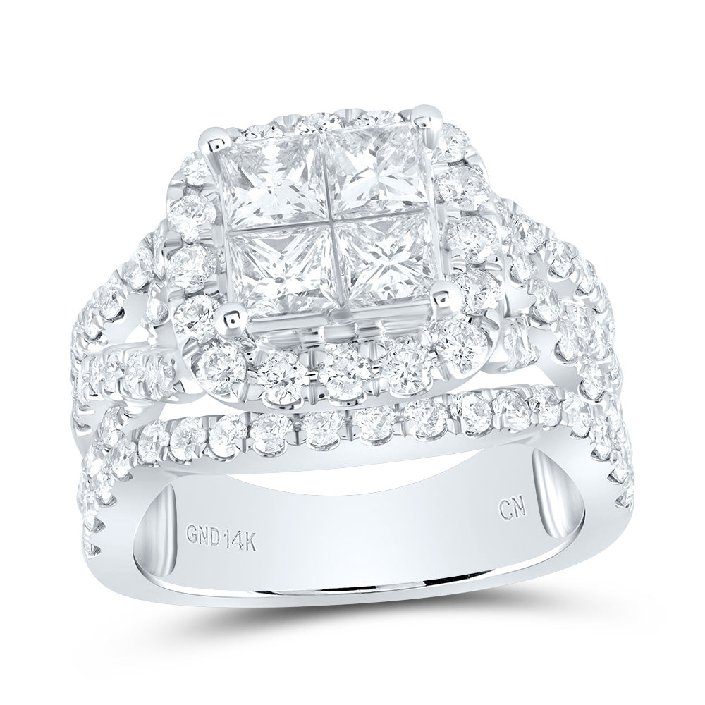 14Kt White Gold 3Ctw Dia Cn Bridal Tessera Ring (9.34 grams)