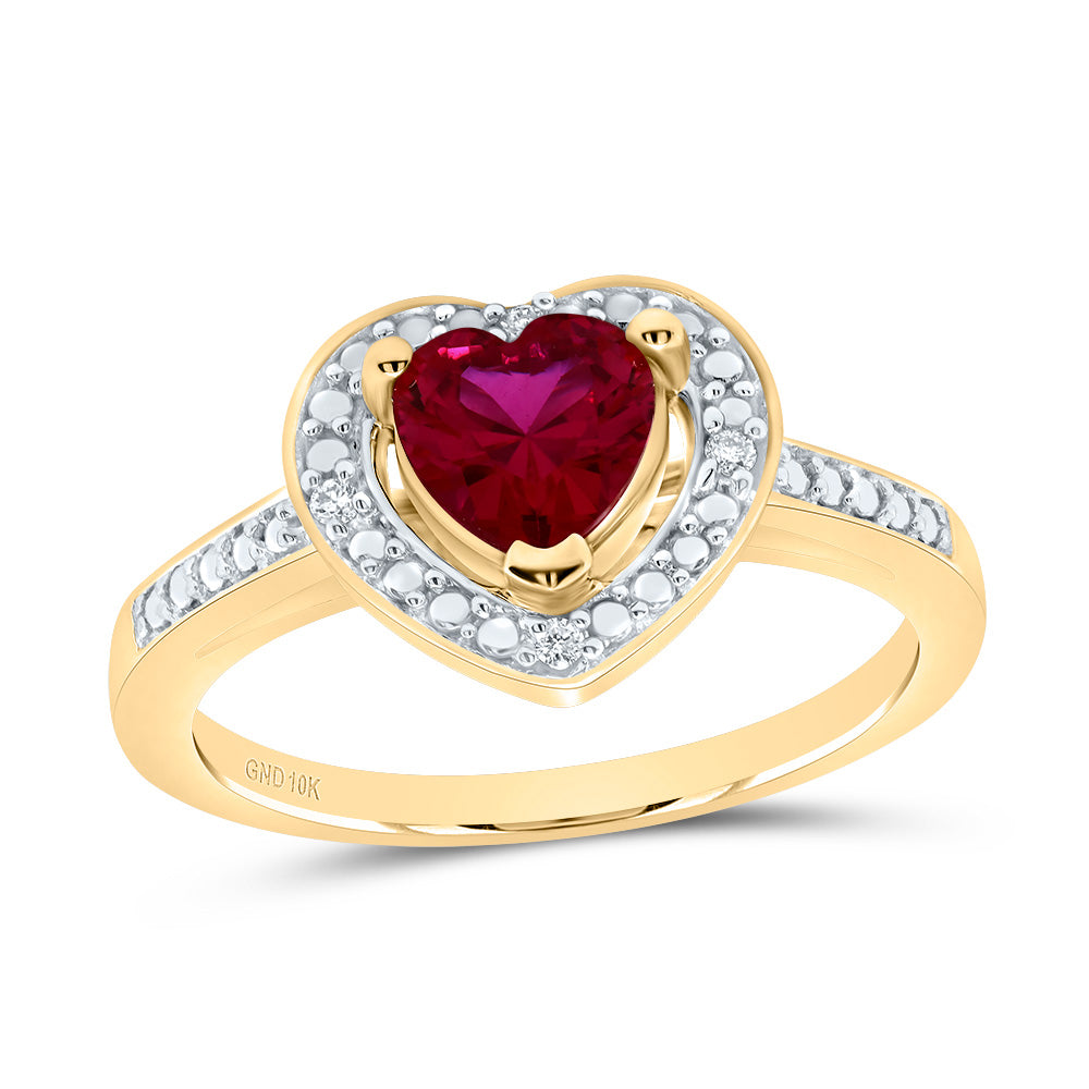 Gold Fashion Ring 1 Cttw Round Lab-Created Ruby Womens (3.05 grams)