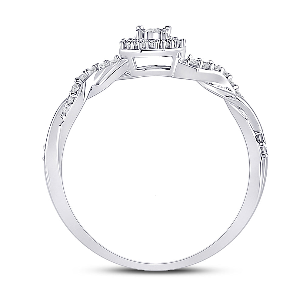 10Kt White Gold Womens Round Diamond Solitaire Twist Woven Promise Bridal Ring 1/6 Cttw (2.17 grams)
