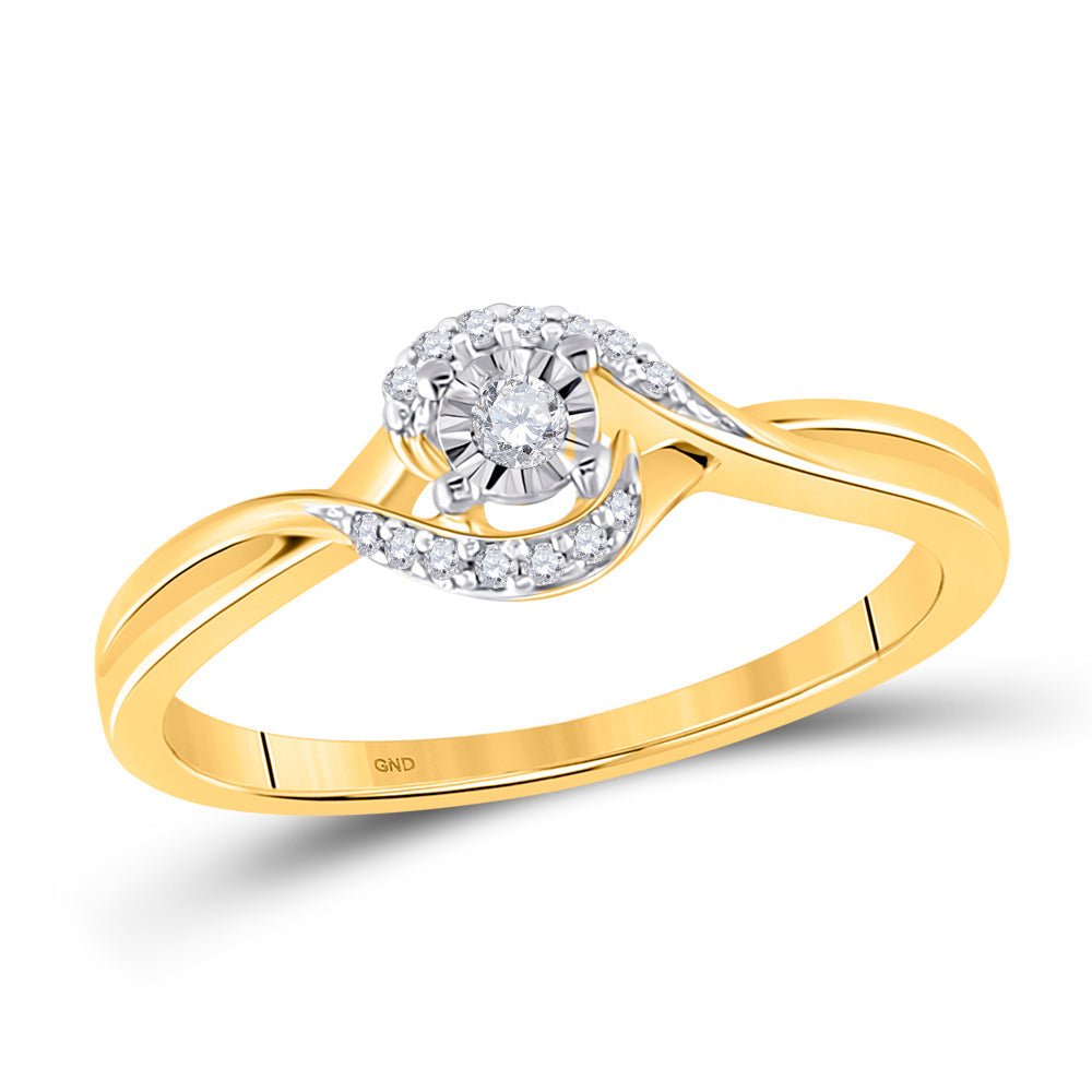10Kt Yellow Gold Womens Round Diamond Solitaire Promise Bridal Ring 1/10 Cttw (1.87 grams)