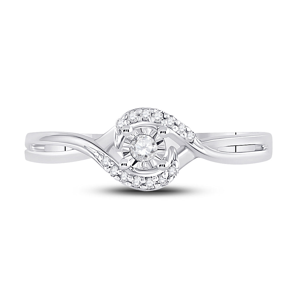 10Kt White Gold Womens Round Diamond Solitaire Promise Bridal Ring 1/10 Cttw (1.94 grams)