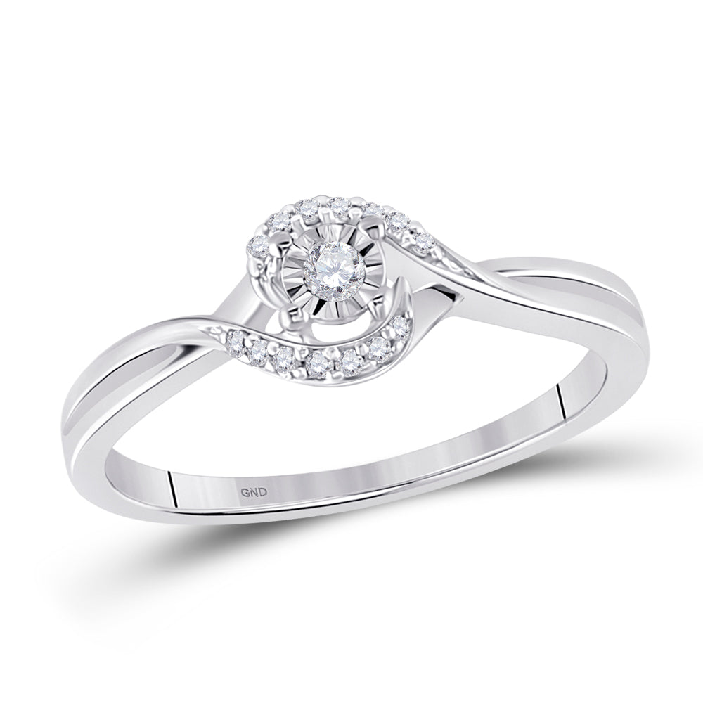 10Kt White Gold Womens Round Diamond Solitaire Promise Bridal Ring 1/10 Cttw (1.94 grams)