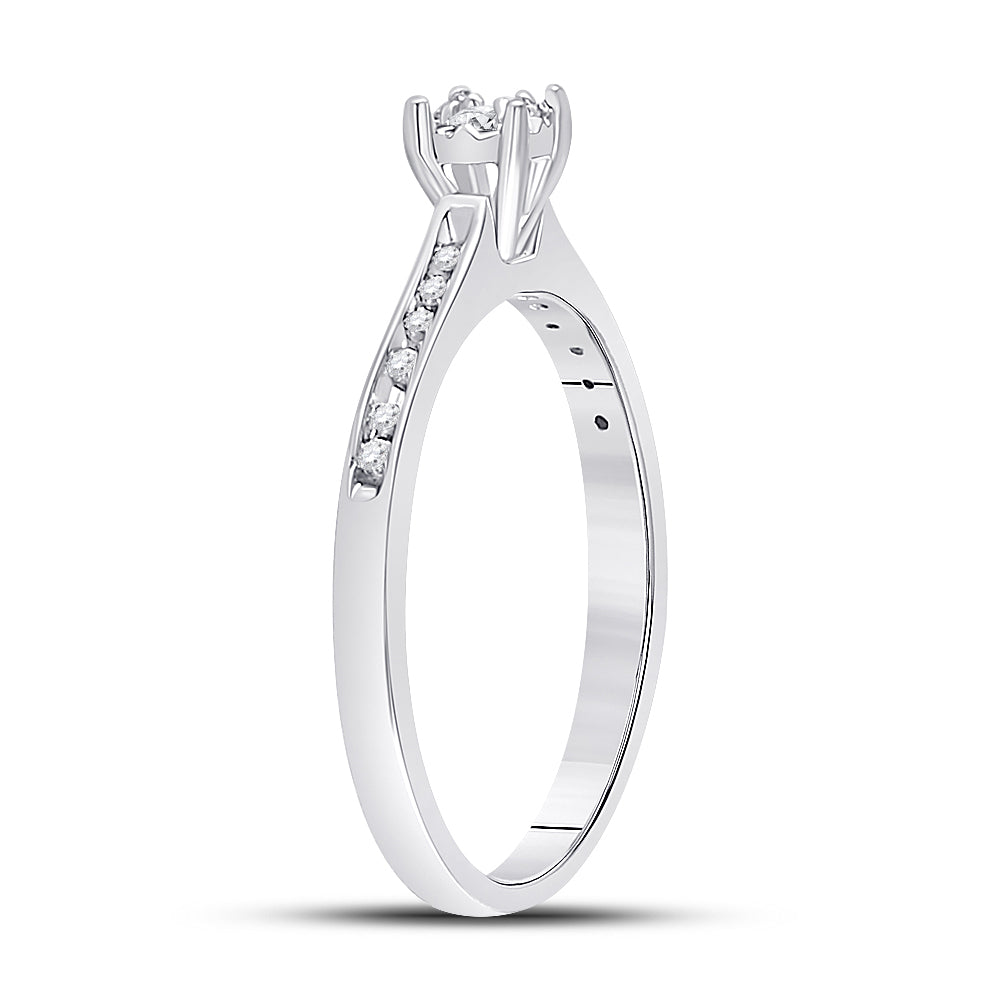 10Kt White Gold Womens Round Diamond Solitaire Bridal Wedding Engagement Ring 1/10 Cttw (2.04 grams)