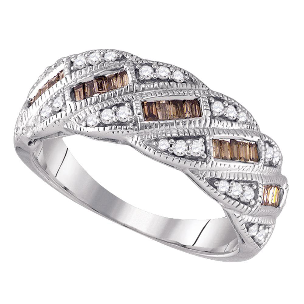 10Kt White Gold 1/2Ct Diamond Fashion Brown Band (4.01 grams)
