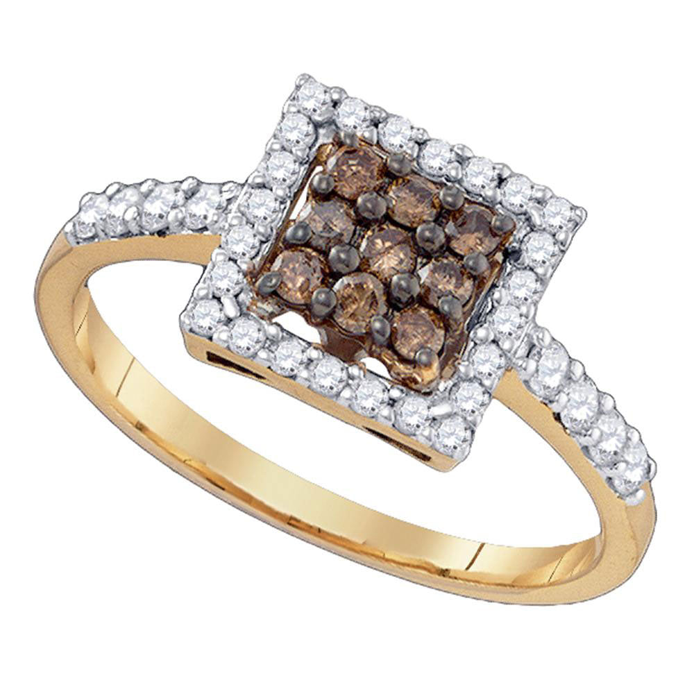 10Kt White Gold 1/2Ct-Dia Fashion Brown Ring (2.57 grams)