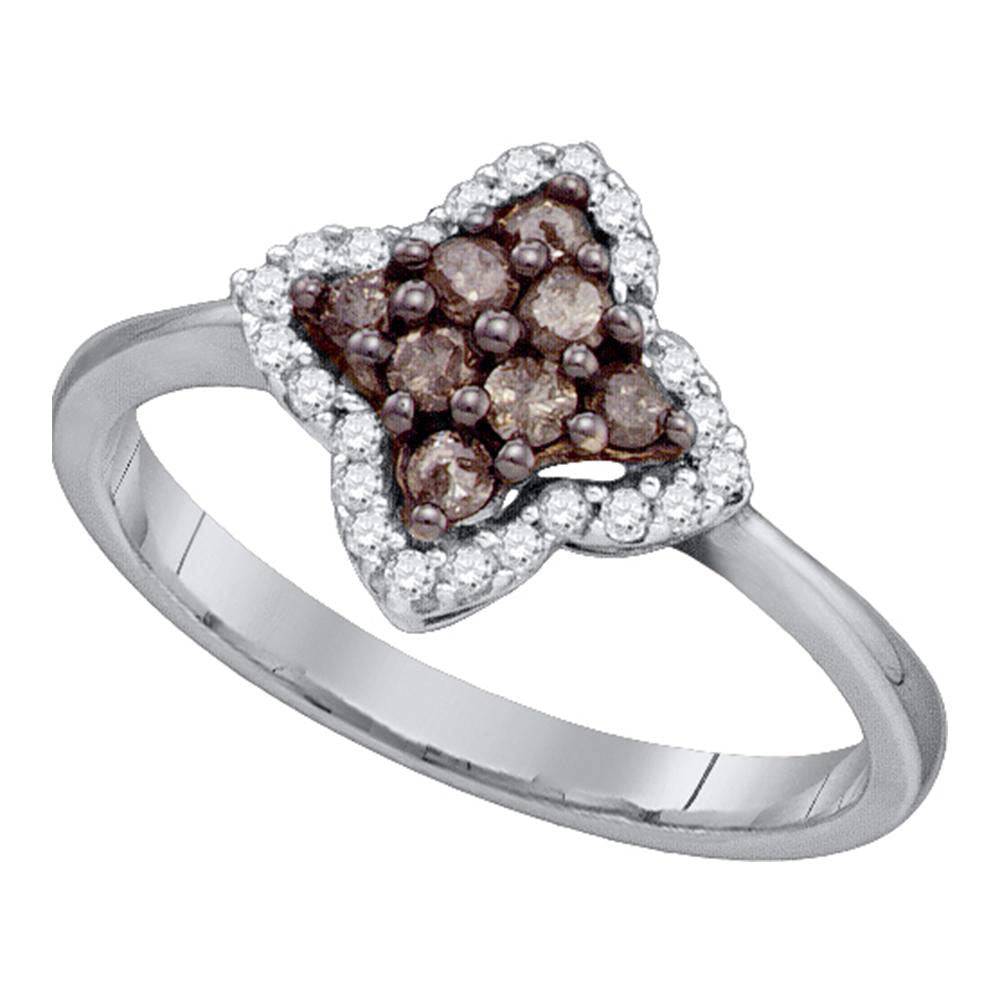 10Kt White Gold 1/3Ct-Dia Natural Brown Ring (2.45 grams)