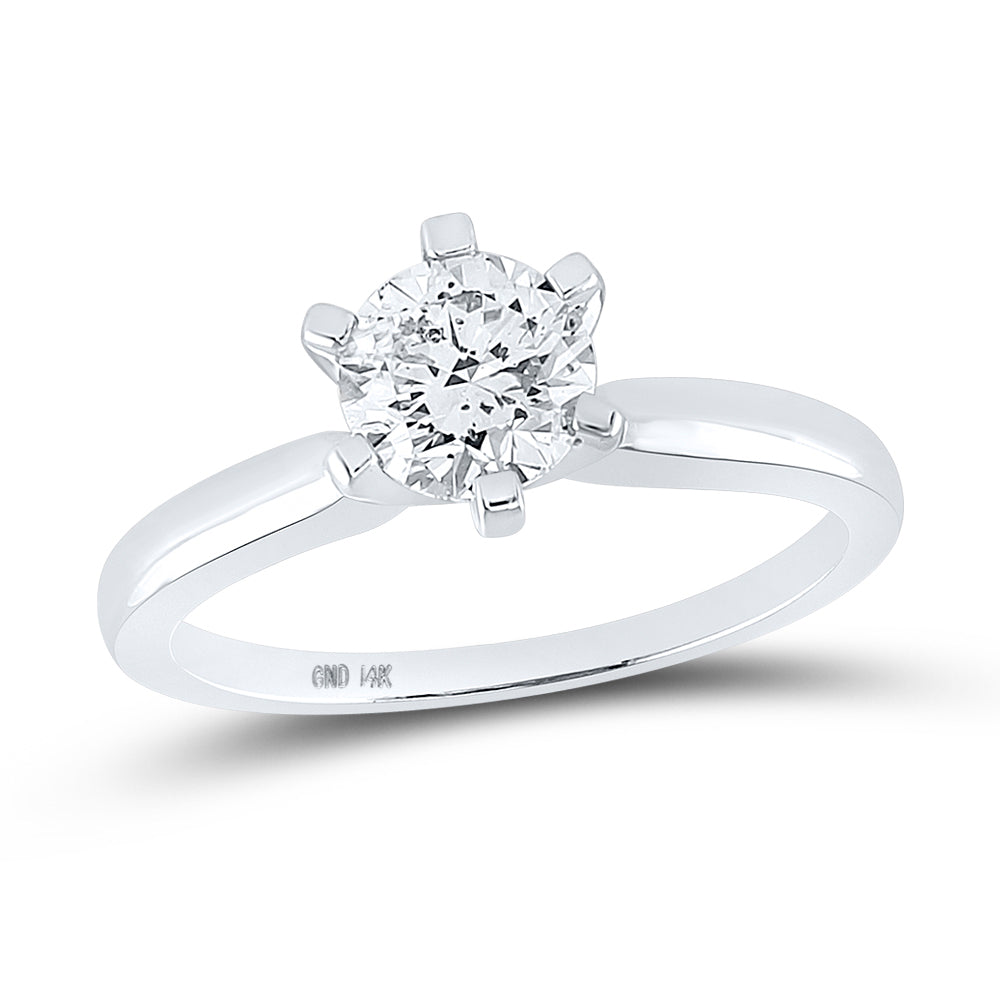 14Kt White Gold 1 Ct-(Sup) Round Dia Solitaire Ring (2.71 grams)