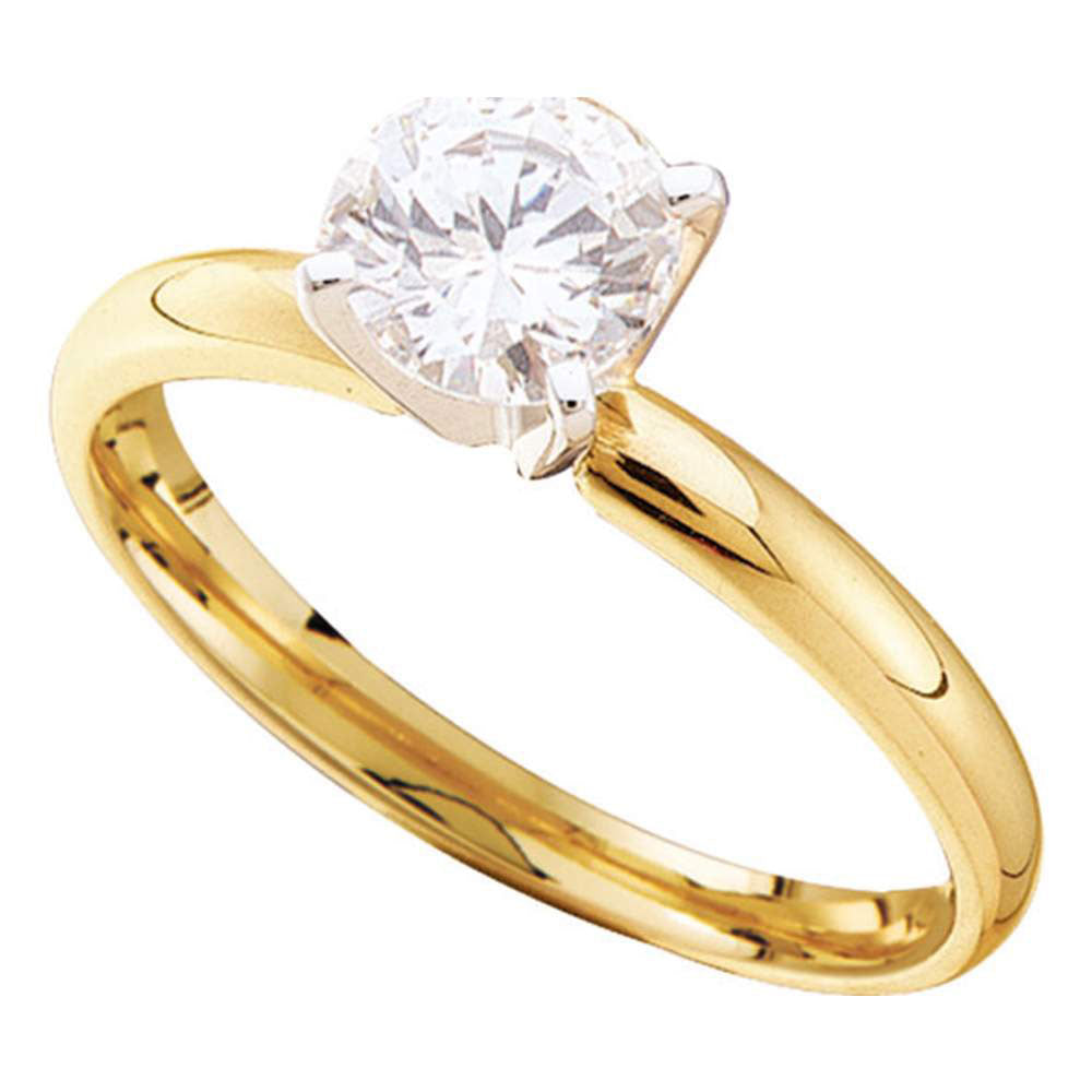 14Kt Yellow Gold 7/8Ct-(Exce) Round Diam Solitaire Ring (2.91 grams)