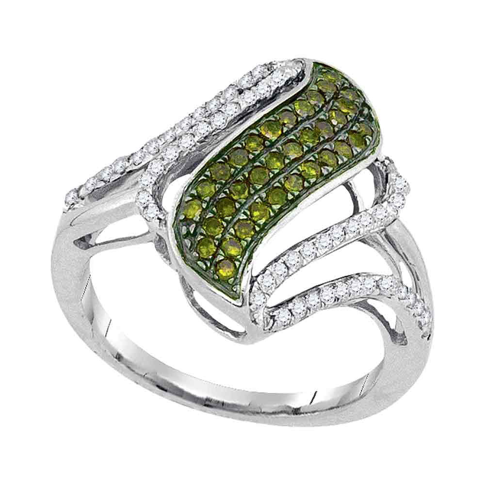 10Kt White Gold 1/2Ctw-Dia Fashion Green Ring (3.01 grams)