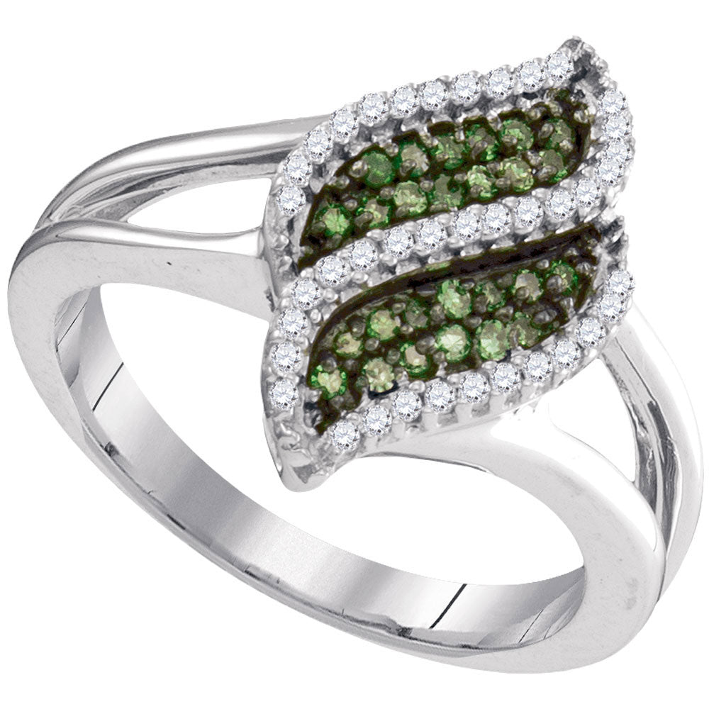 10Kt White Gold 1/3Ctw-Dia Fashion Green Ring (3.26 grams)