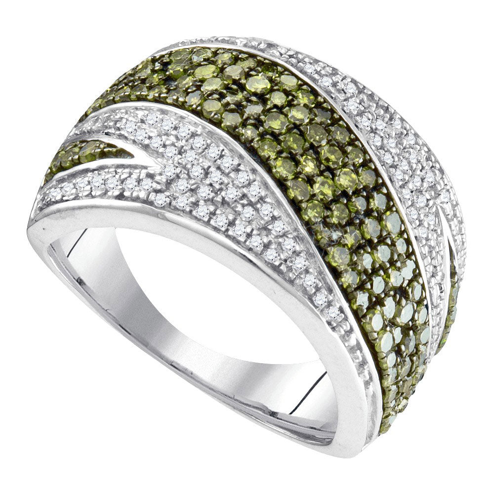 10Kt White Gold 1/2Ctw-Dia Fashion Green Ring (3.39 grams)