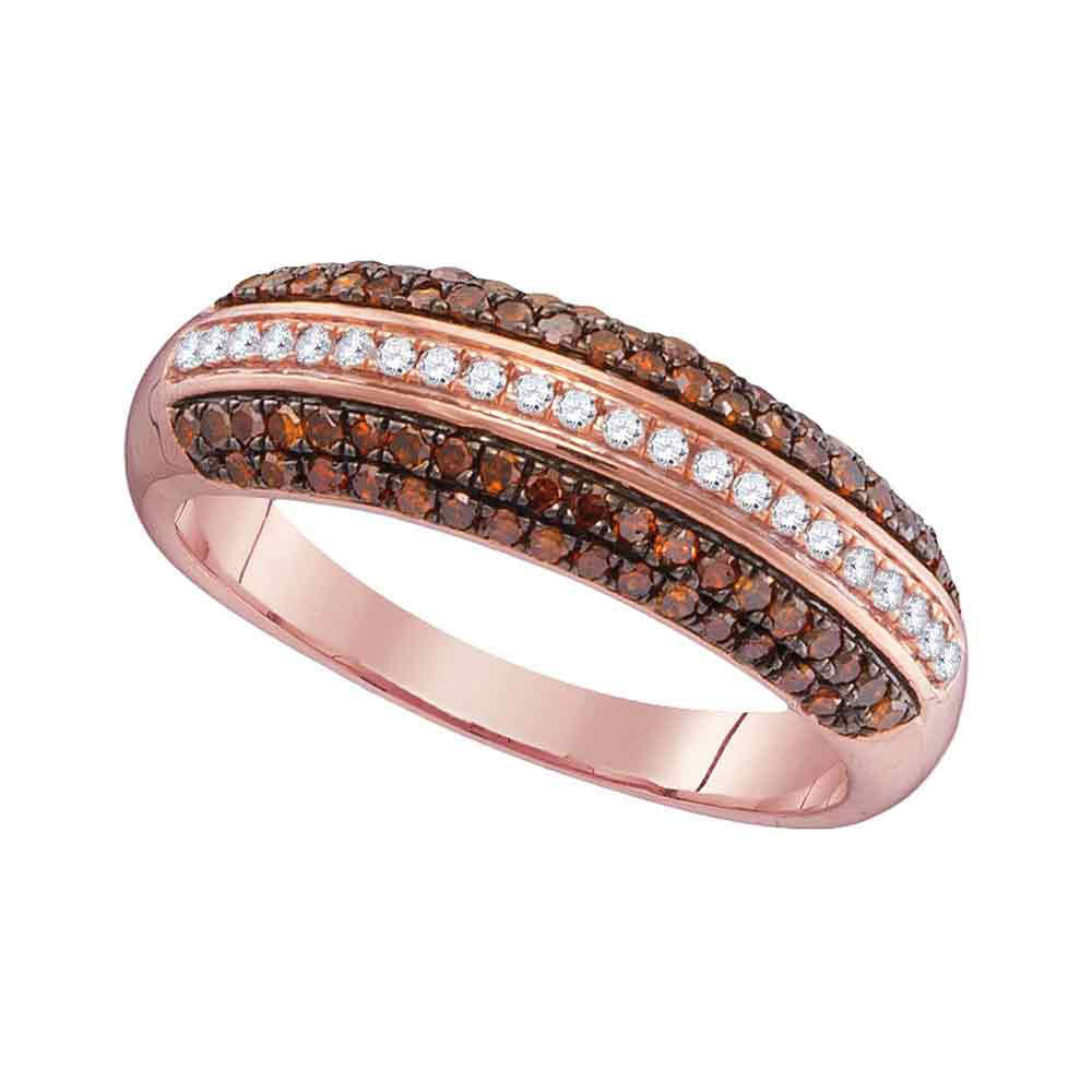 10Kt Rose Gold 1/2Ctw-Dia Fashion Red Ring (2.26 grams)